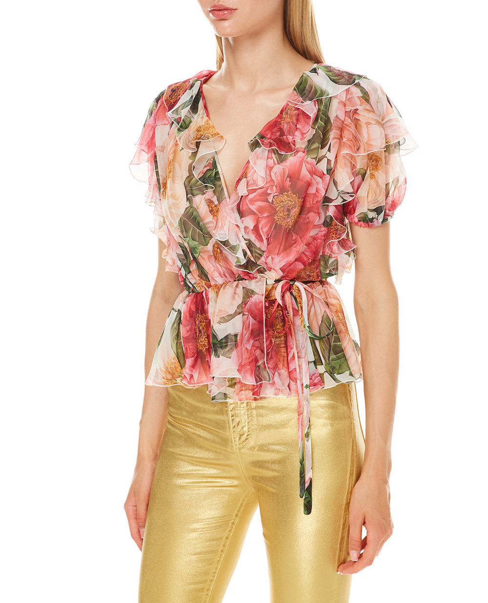 Шовкова блуза Dolce&Gabbana F5N40T-IS1E4, різнокольоровий колір • Купити в інтернет-магазині Kameron