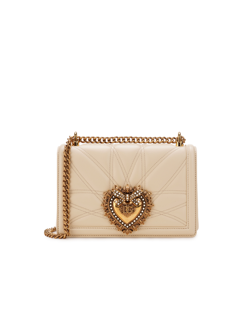 Кожаная сумка Devotion Medium Dolce&Gabbana BB7158-AW437, айвори цвет • Купить в интернет-магазине Kameron