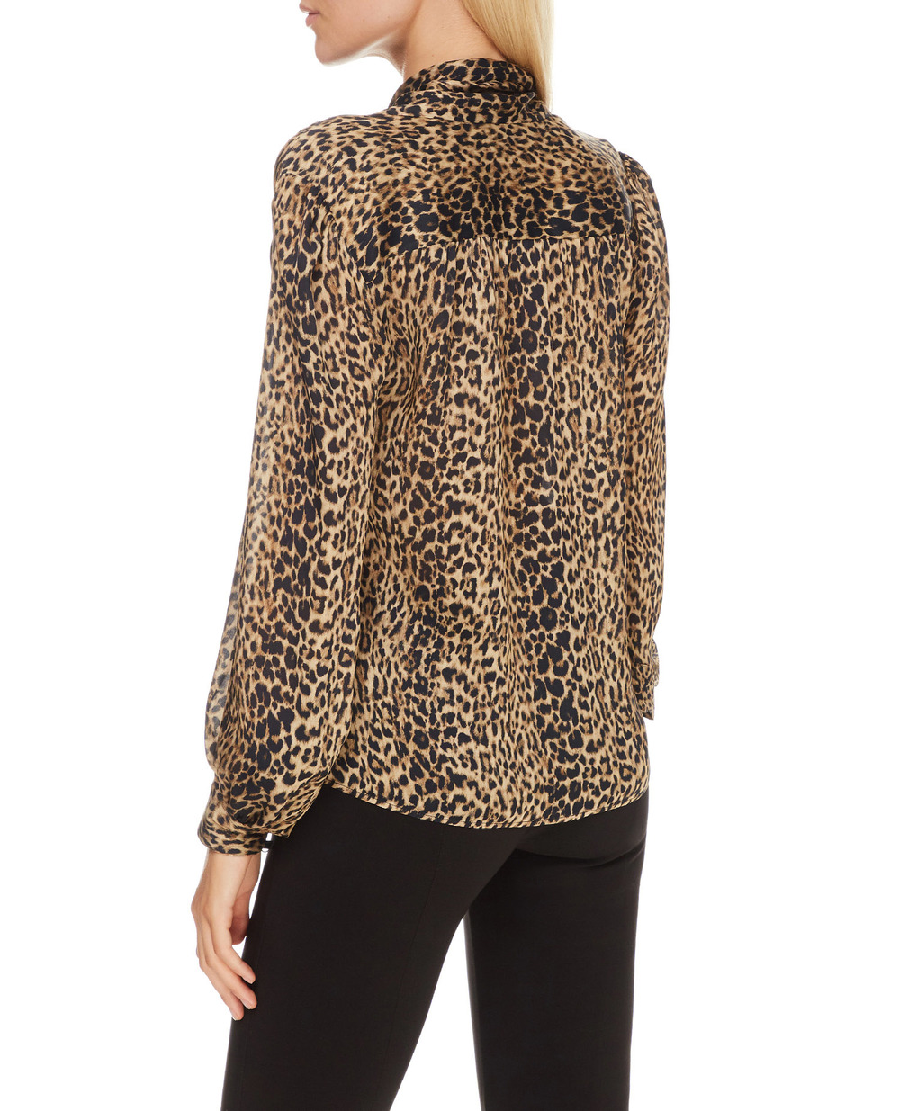 Шелковая блуза Saint Laurent 652907-Y5C26, коричневый цвет • Купить в интернет-магазине Kameron