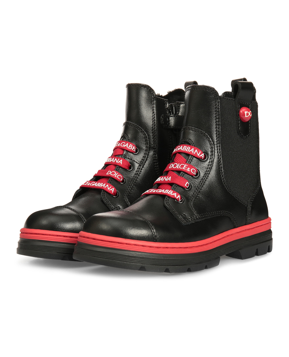 Дитячі шкіряні черевики Dolce&Gabbana Kids D10969-A1889-L, чорний колір • Купити в інтернет-магазині Kameron