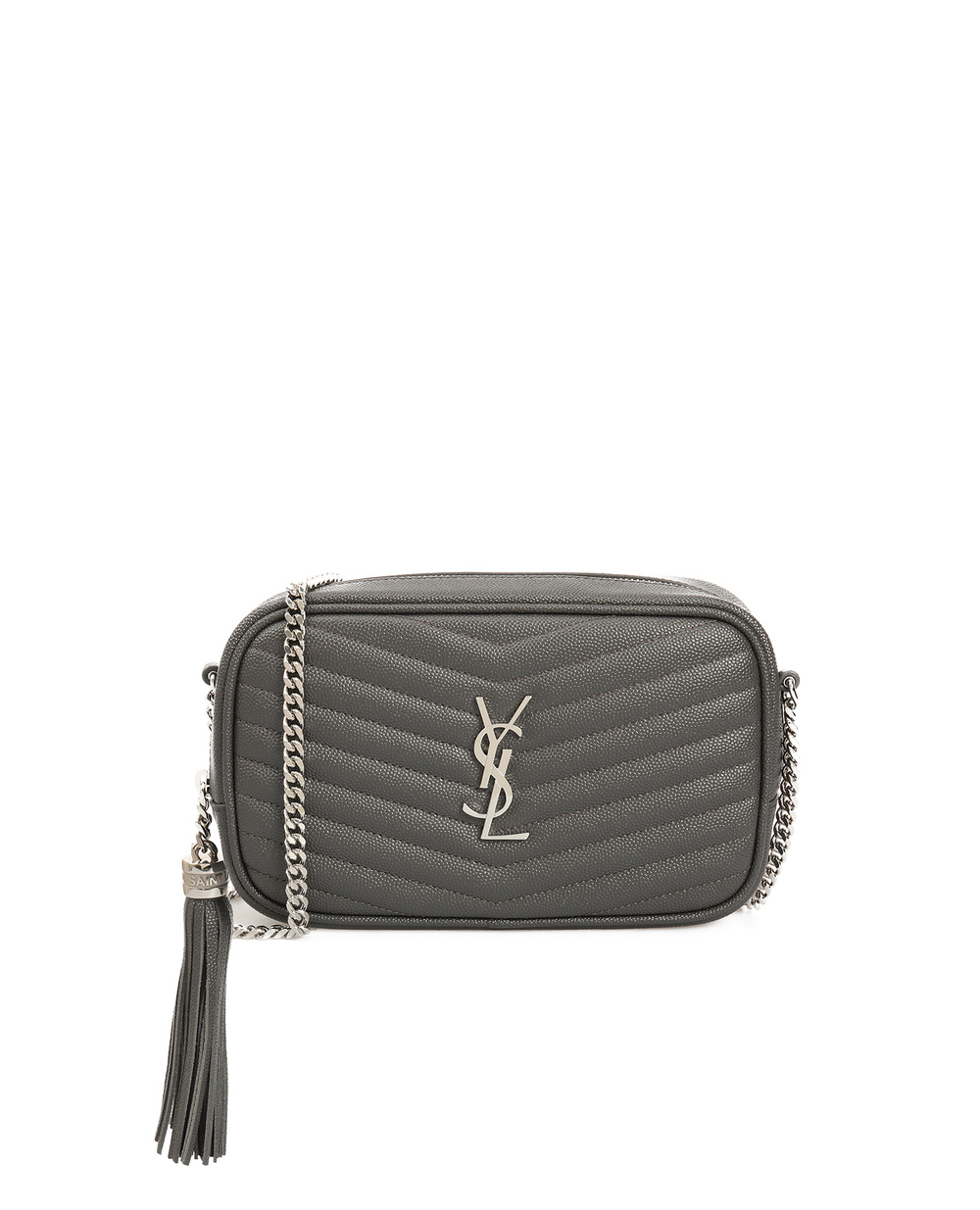 Кожаная сумка Lou mini Saint Laurent 612579-1GF02-, серый цвет • Купить в интернет-магазине Kameron