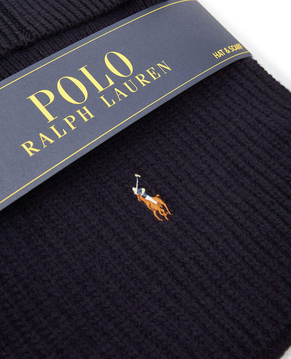 Подарунковий набір (шапка, шарф) Polo Ralph Lauren 449891296001, темно синій колір • Купити в інтернет-магазині Kameron