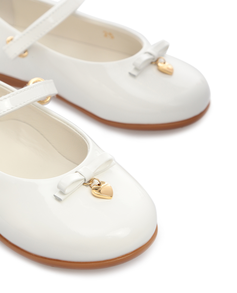 Детские лаковые балетки Dolce&Gabbana Kids D20057-A1328-, белый цвет • Купить в интернет-магазине Kameron