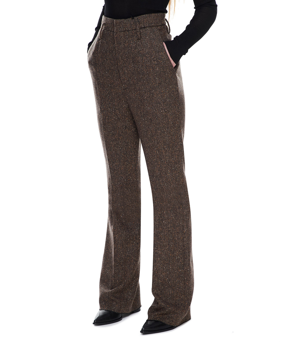 Вовняні штани Saint Laurent 698286-Y7E58, коричневий колір • Купити в інтернет-магазині Kameron