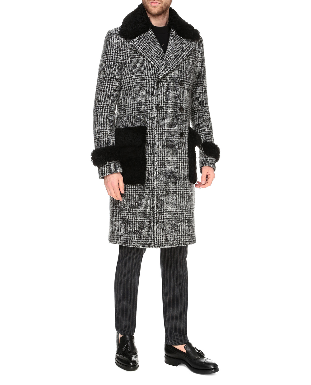 Шерстяное пальто Dolce&Gabbana G025GZ-FQMGU, разноцветный цвет • Купить в интернет-магазине Kameron