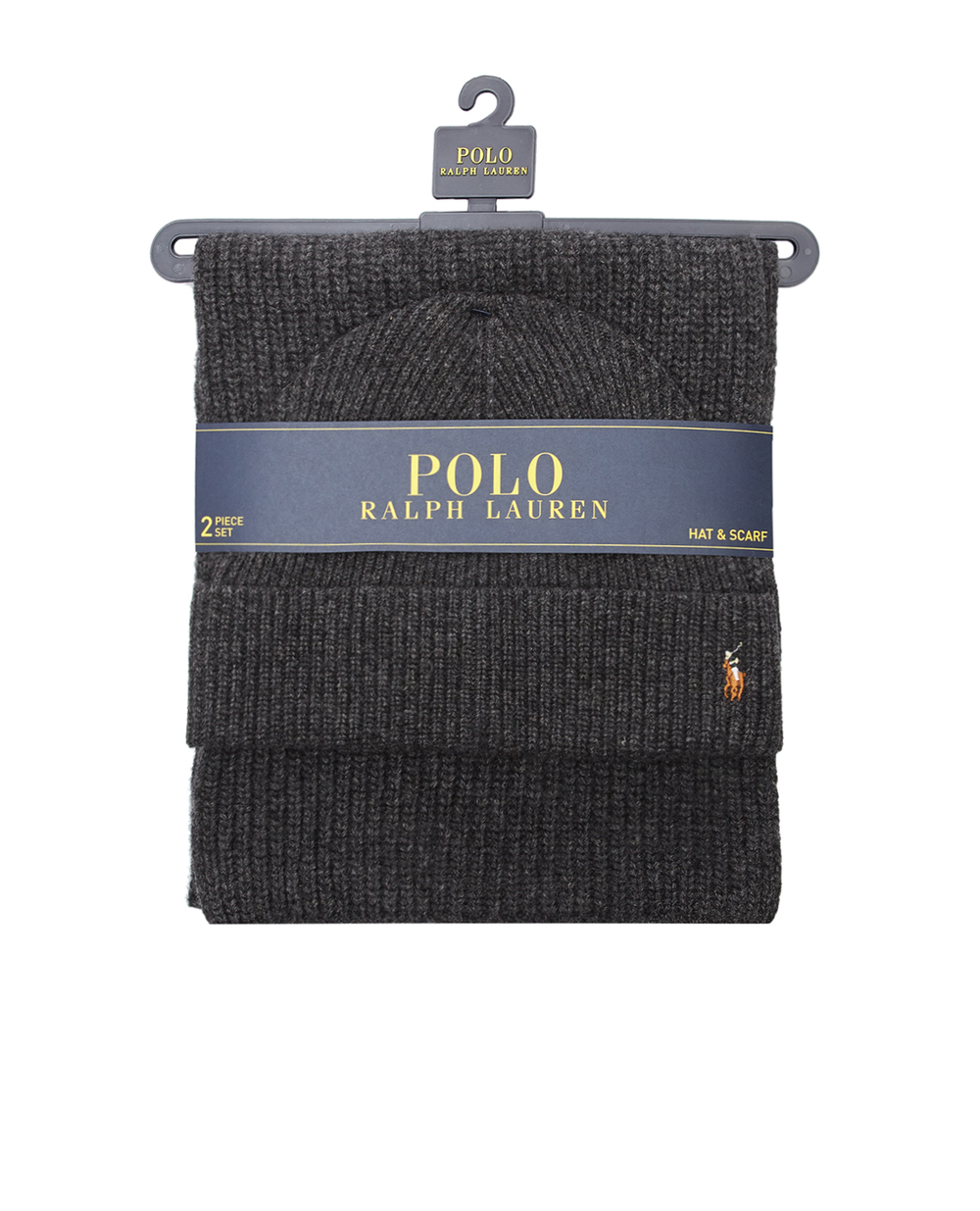 Подарунковий набір (шапка, шарф) Polo Ralph Lauren 449891296002, темно-сірий колір • Купити в інтернет-магазині Kameron