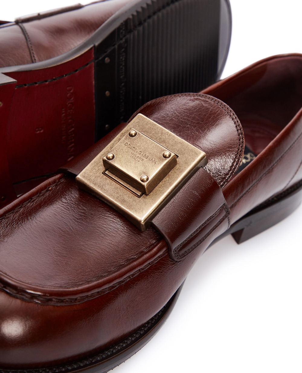 Кожаные лоферы Dolce&Gabbana A30141-AO821, коричневый цвет • Купить в интернет-магазине Kameron