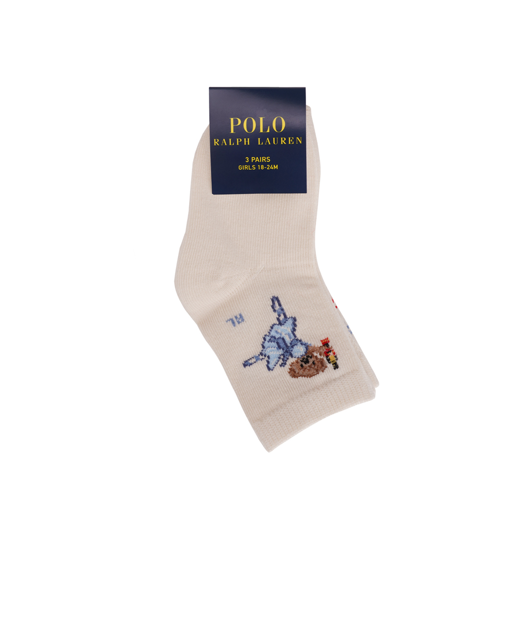 Детские носки Polo Bear (3 пары) Polo Ralph Lauren Kids 445927586001, молочный цвет • Купить в интернет-магазине Kameron