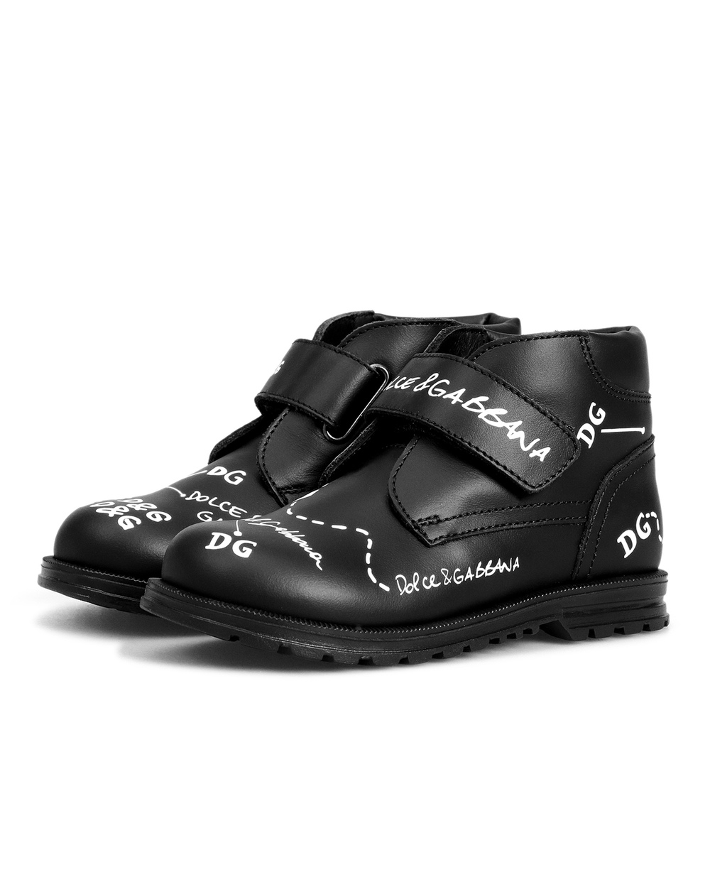 Дитячі шкіряні черевики Dolce&Gabbana Kids DL0064-AH813, чорний колір • Купити в інтернет-магазині Kameron