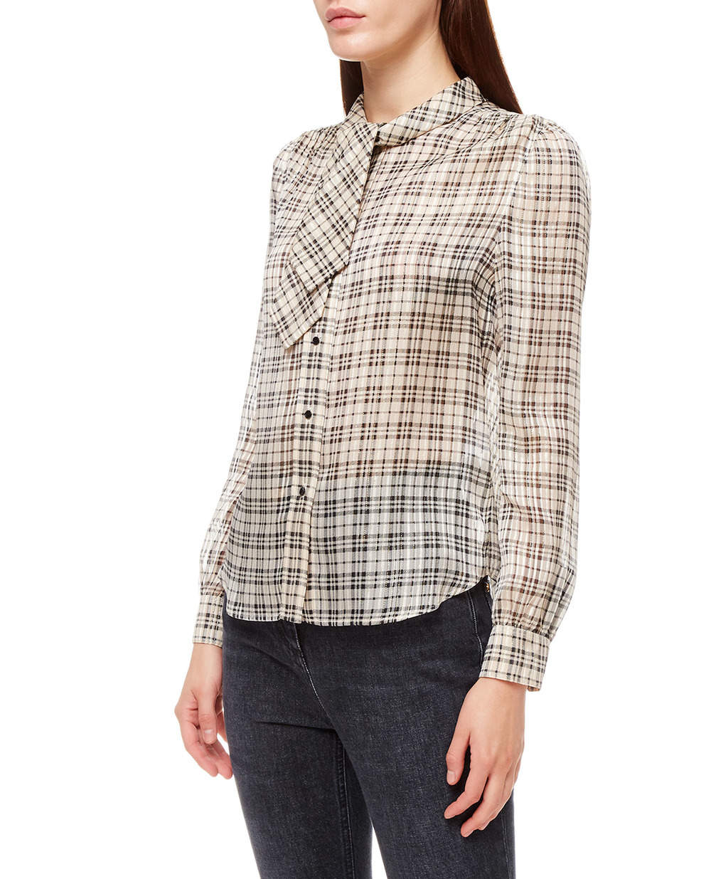 Шелковая блуза Saint Laurent 660885-Y6A98, бежевый цвет • Купить в интернет-магазине Kameron
