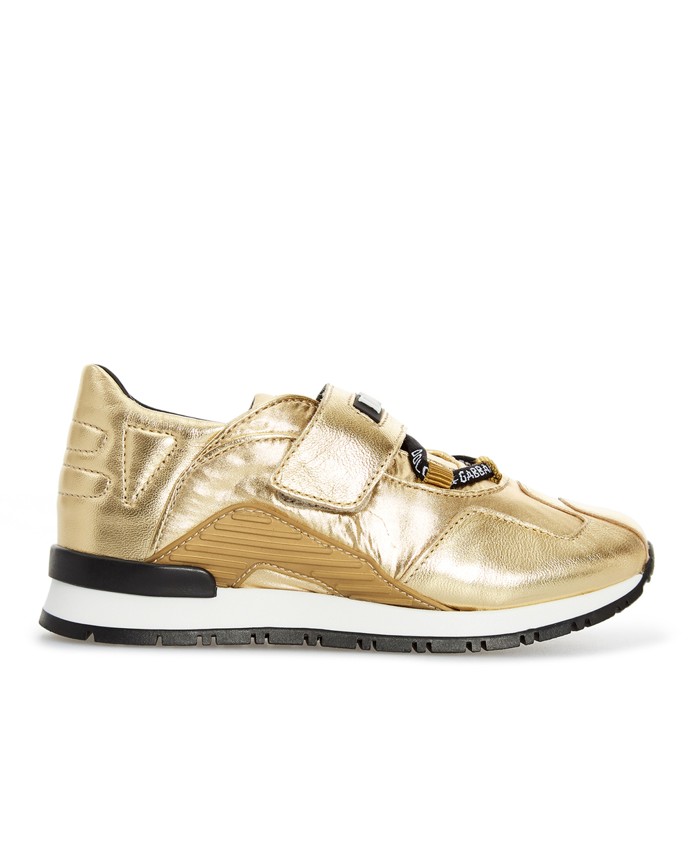 Детские кожаные кроссовки Dolce&Gabbana Kids DN0160-AQ463, золотой цвет • Купить в интернет-магазине Kameron