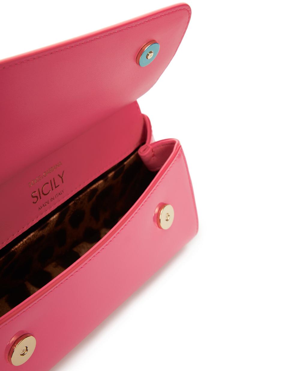 Кожаная сумка Sicily Dolce&Gabbana BB7116-A1471, розовый цвет • Купить в интернет-магазине Kameron