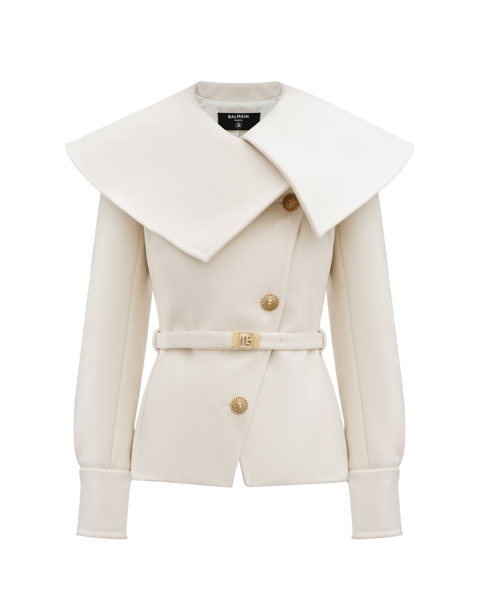 Вовняне пальто Balmain BF0TE160WB72, білий колір • Купити в інтернет-магазині Kameron