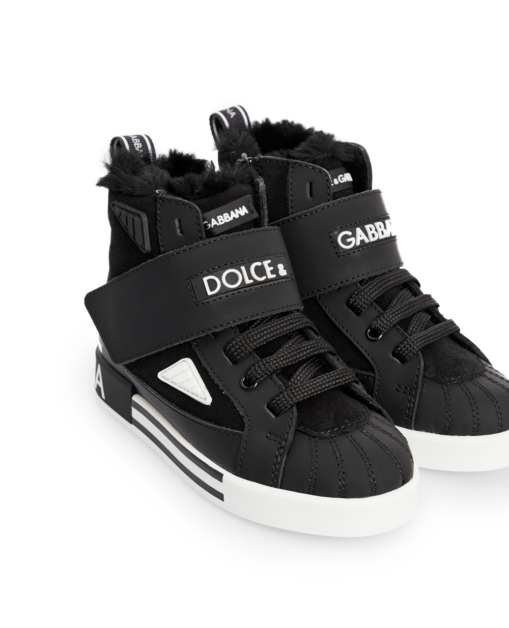 Кожаные хайтопы Dolce&Gabbana DA0980-AO527-S, черный цвет • Купить в интернет-магазине Kameron