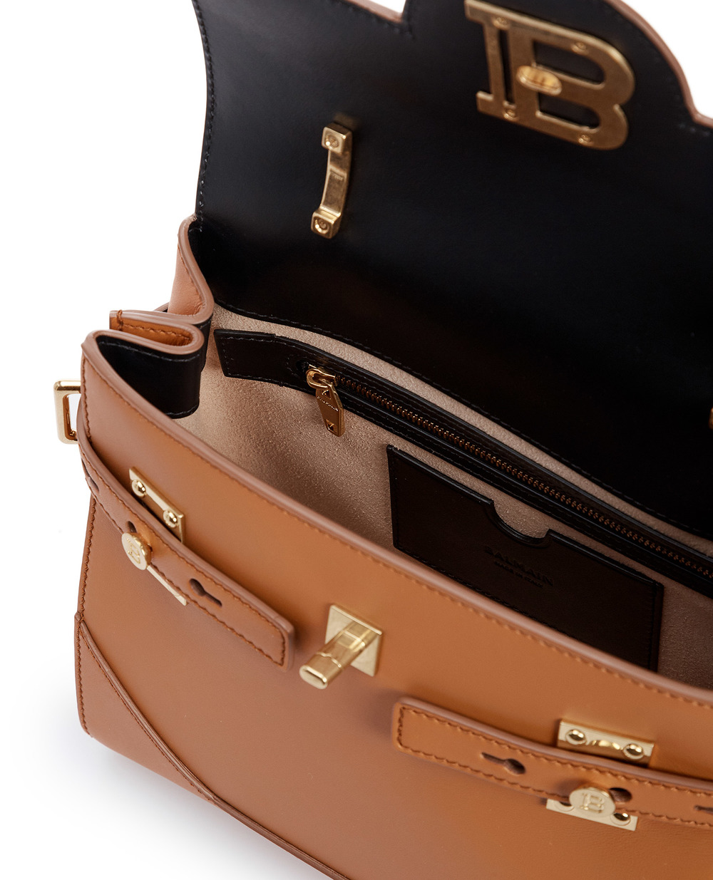 Кожаная сумка B-Buzz 23 Balmain VN0DB526LVPT, коричневый цвет • Купить в интернет-магазине Kameron