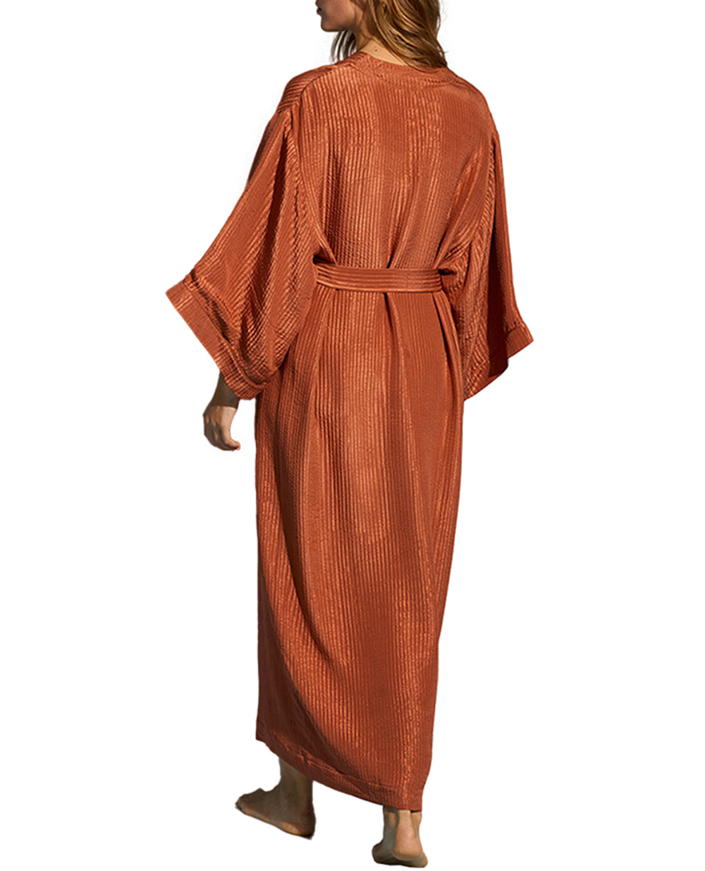 Шелковый халат AIKIKO ERES 222102, коричневый цвет • Купить в интернет-магазине Kameron