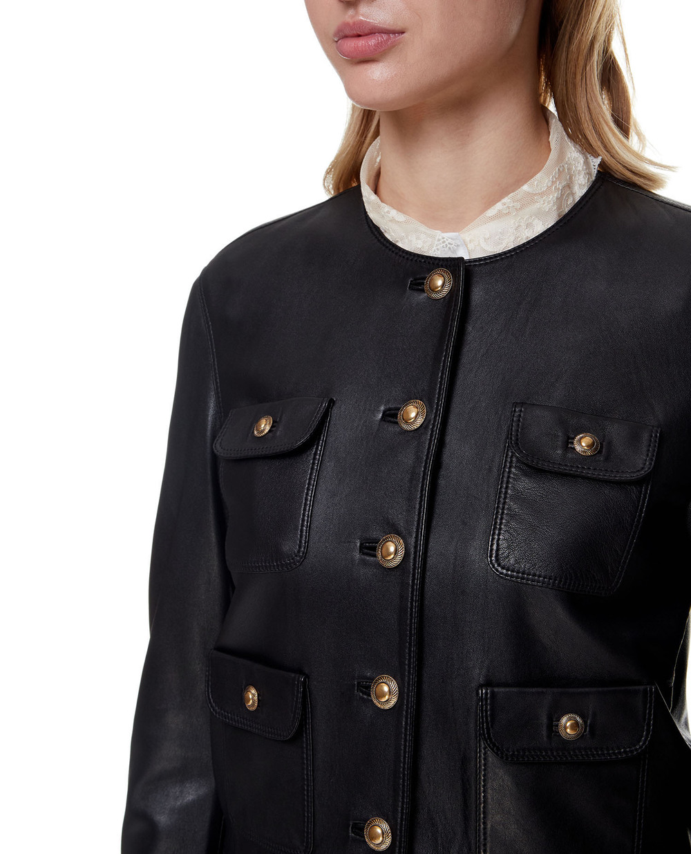 Кожаная куртка Saint Laurent 659470-YC2OC, черный цвет • Купить в интернет-магазине Kameron