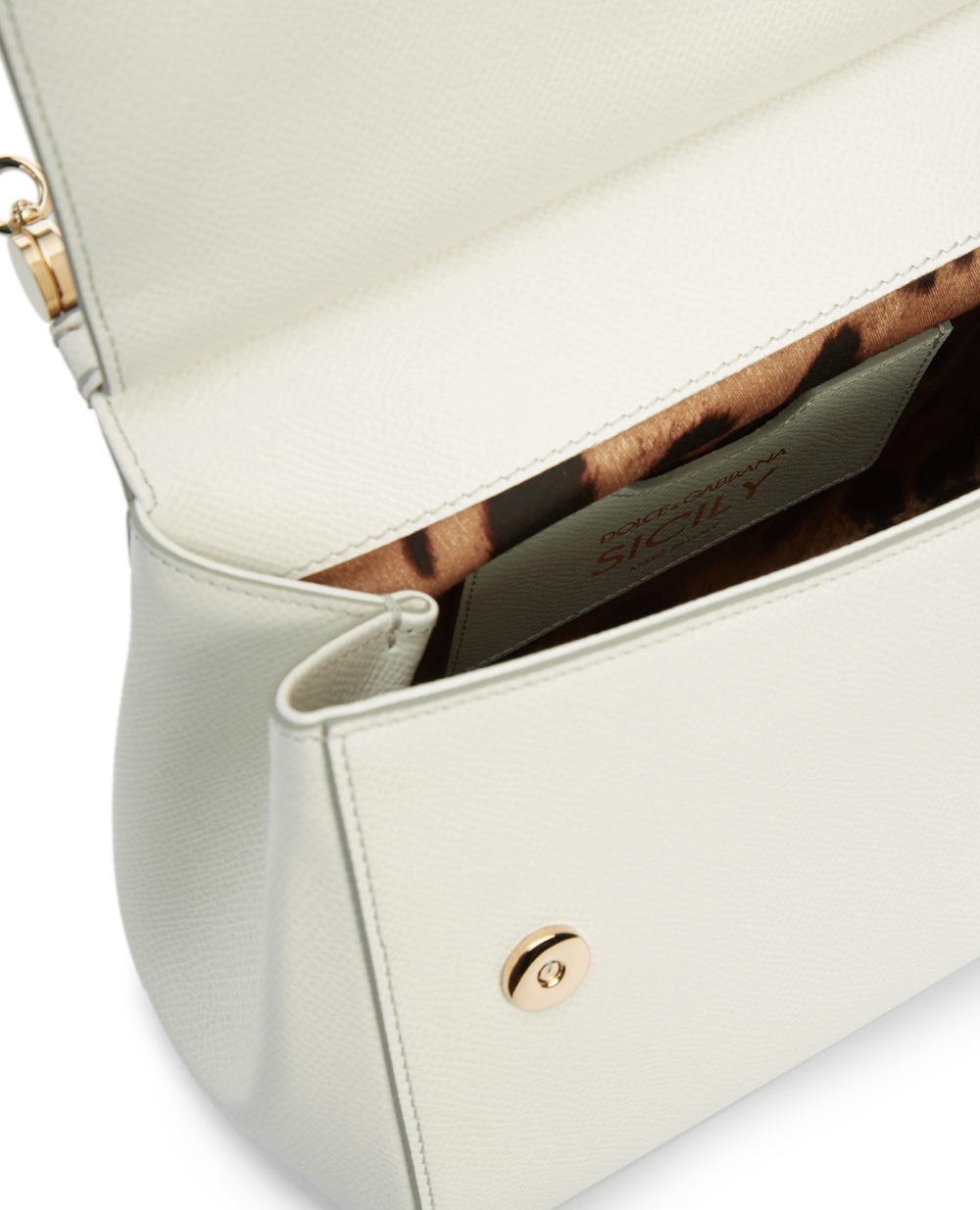 Кожаная сумка Sicily Medium Dolce&Gabbana BB6003-A1001, белый цвет • Купить в интернет-магазине Kameron