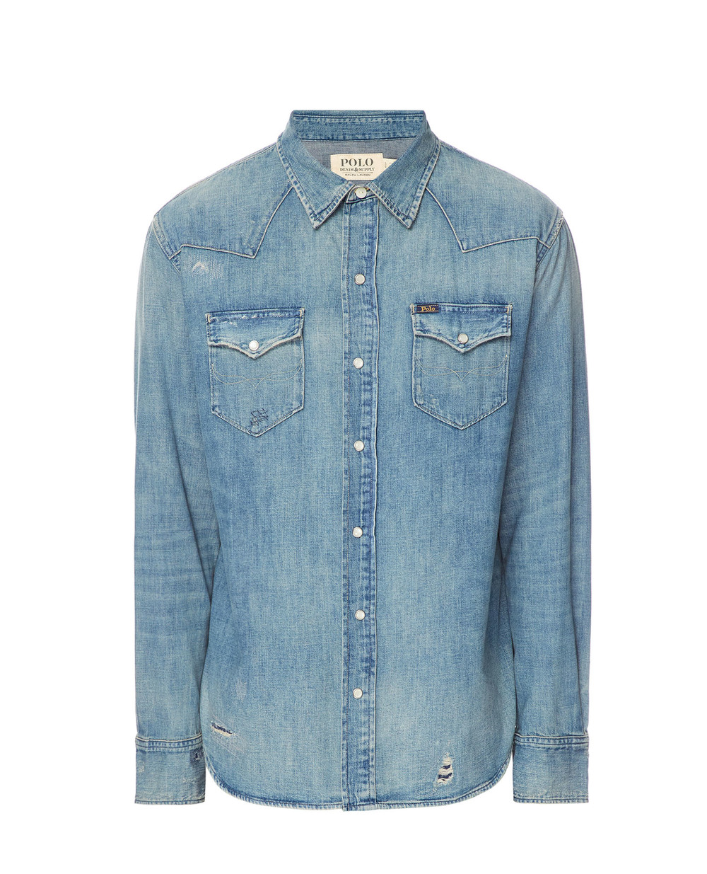Джинсовая рубашка Polo Ralph Lauren 710809299002, голубой цвет • Купить в интернет-магазине Kameron