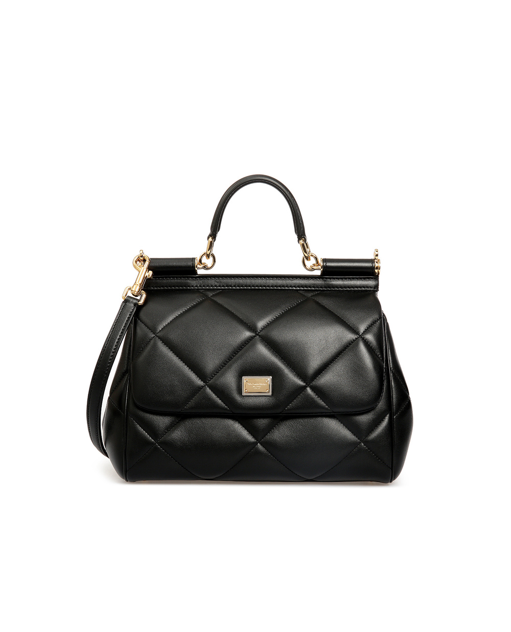 Кожаная сумка Sicily Dolce&Gabbana BB6002-AW591, черный цвет • Купить в интернет-магазине Kameron