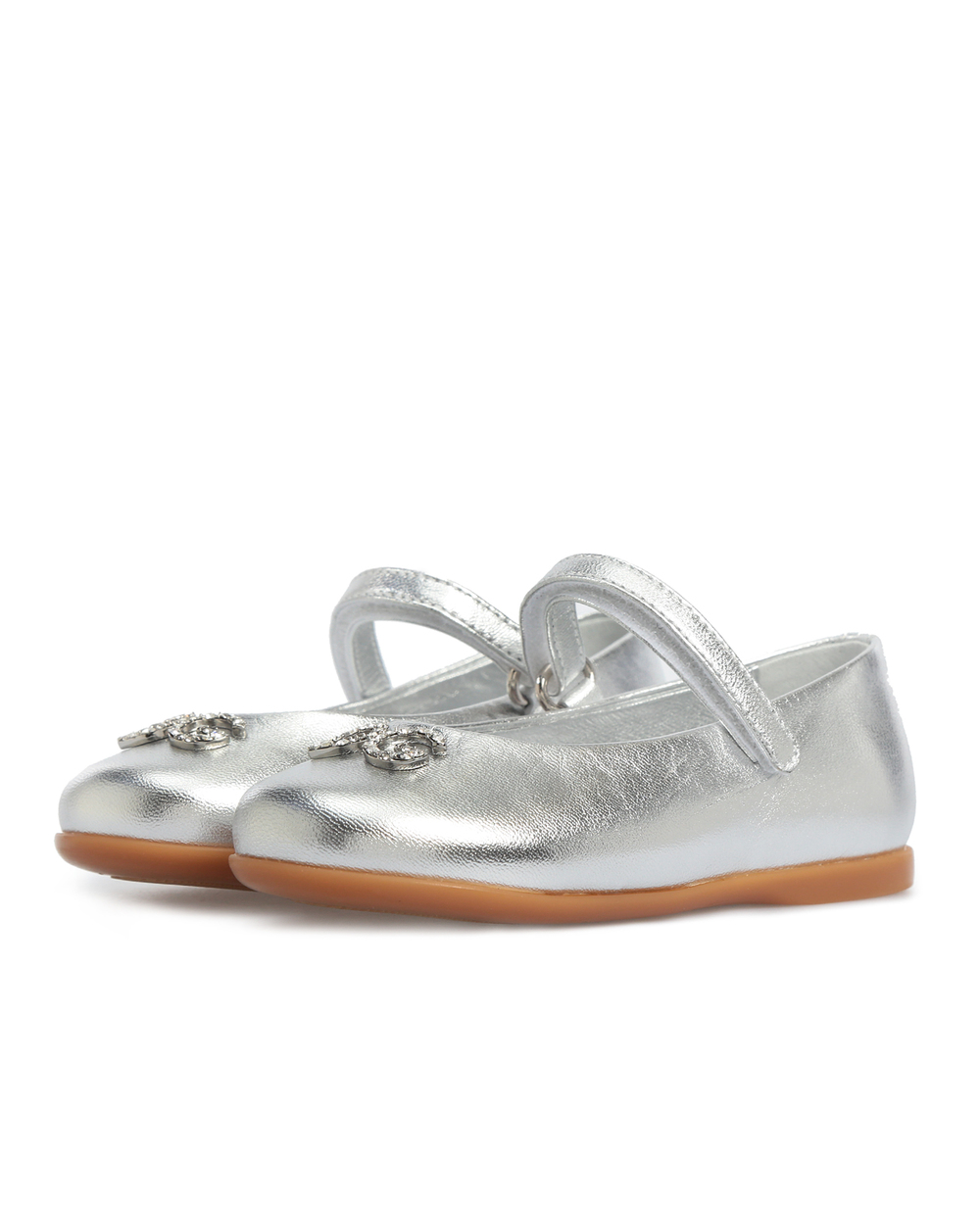 Кожаные балетки Dolce&Gabbana D20057-A6C66-, серебряный цвет • Купить в интернет-магазине Kameron