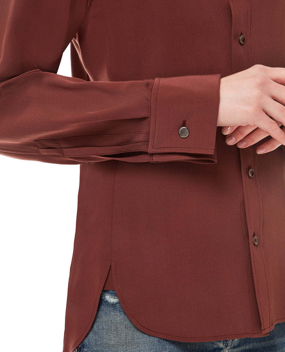 Шелковая блуза Saint Laurent 663493-Y100W, коричневый цвет • Купить в интернет-магазине Kameron