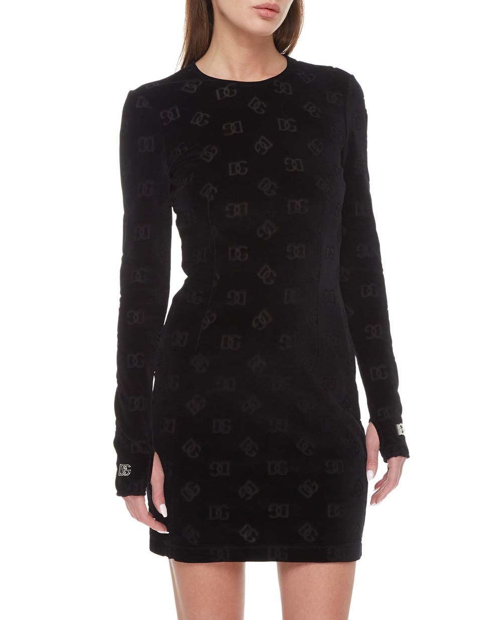 Велюровое платье Dolce&Gabbana F6ATTT-FJ7DL, черный цвет • Купить в интернет-магазине Kameron