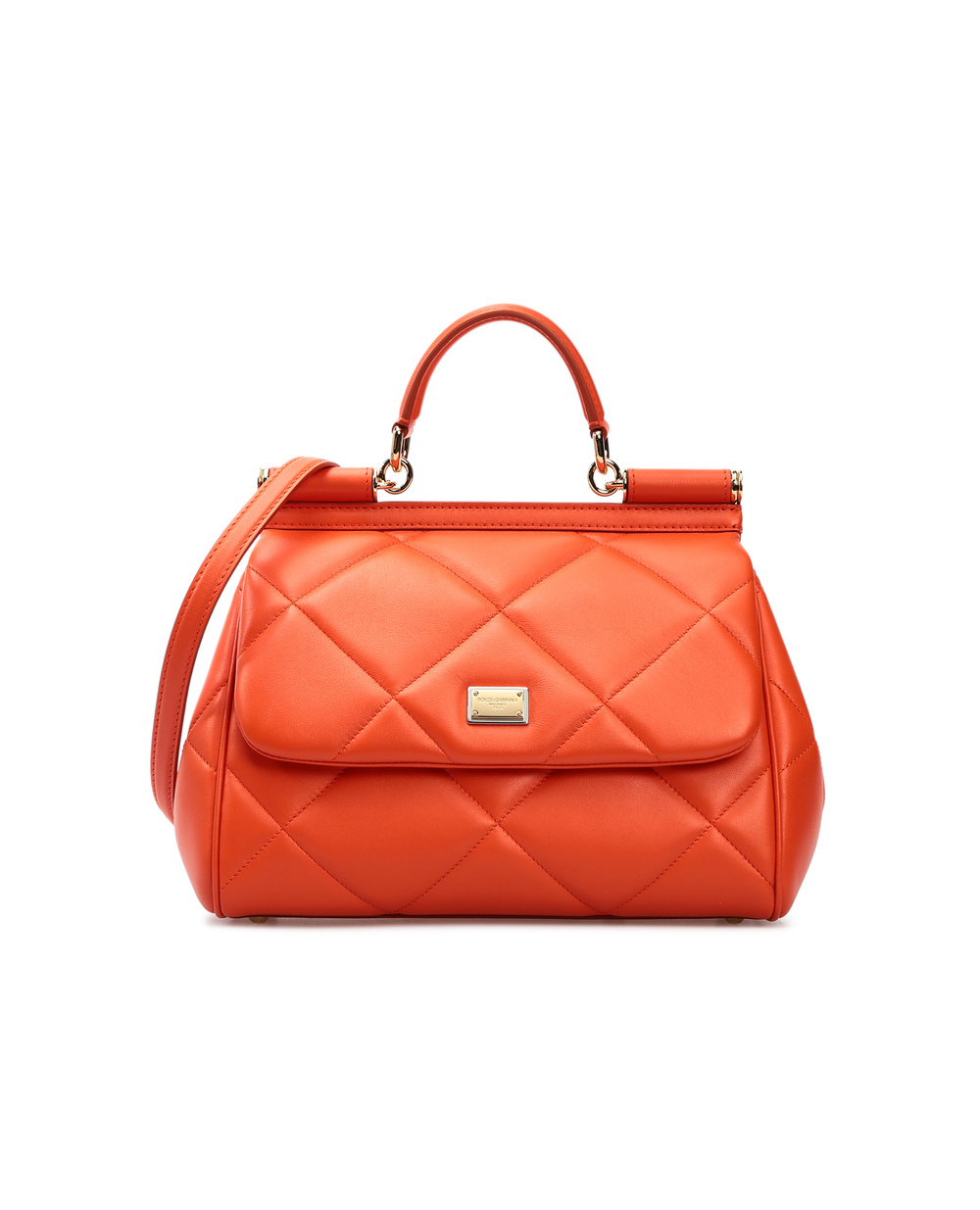 Кожаная сумка Sicily Dolce&Gabbana BB6002-AW591, оранжевый цвет • Купить в интернет-магазине Kameron