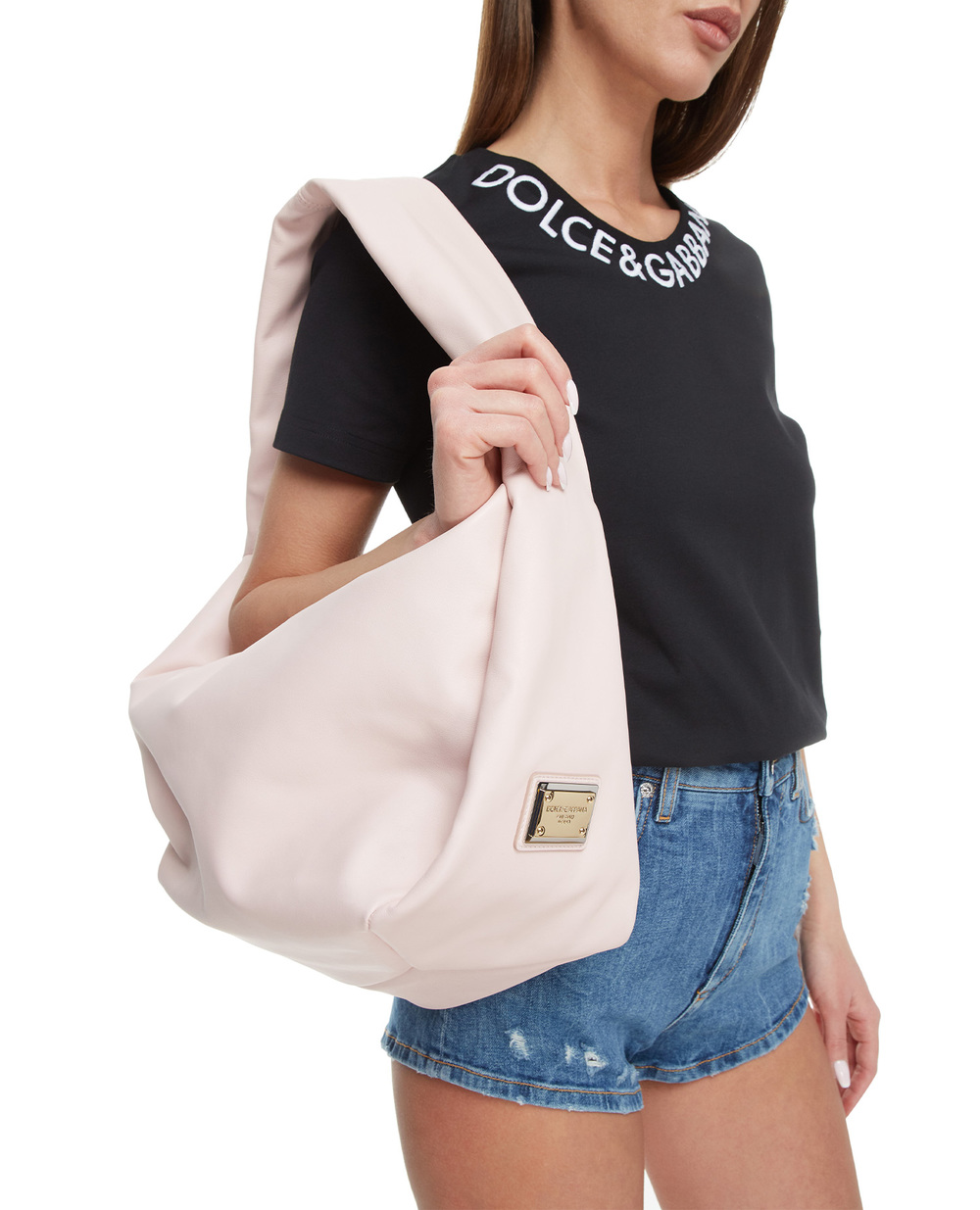 Шкіряна сумка Soft Small Dolce&Gabbana BB2179-AW752, пудровий колір • Купити в інтернет-магазині Kameron