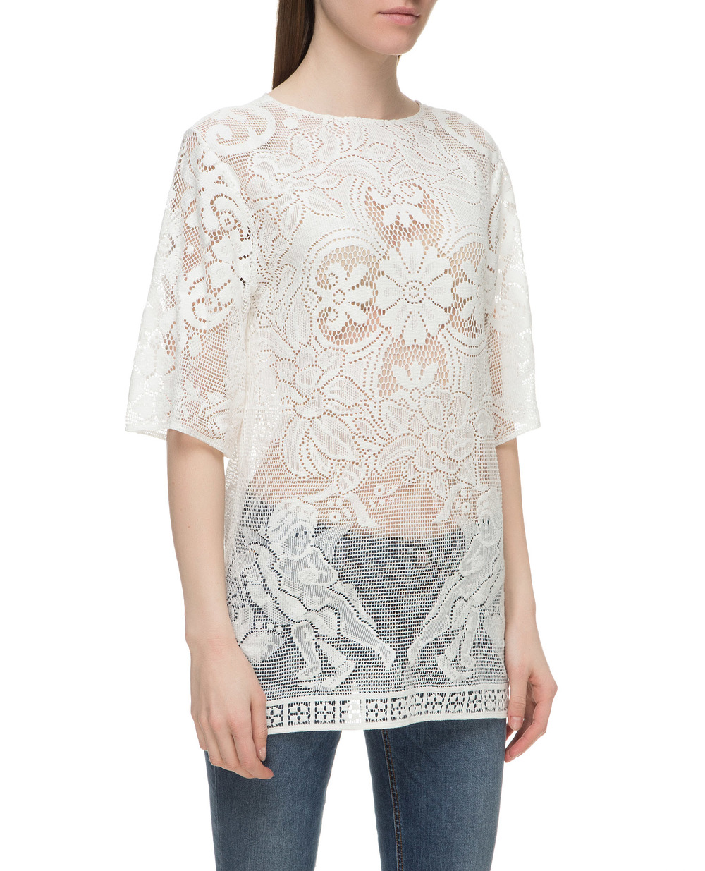 Мереживна блуза Dolce&Gabbana F73F1Z-HHMBC, білий колір • Купити в інтернет-магазині Kameron
