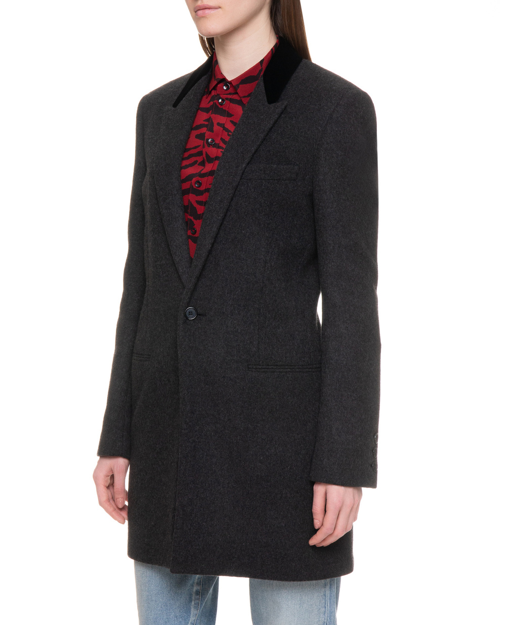 Кашемірове пальто Saint Laurent 483821-Y682B, сірий колір • Купити в інтернет-магазині Kameron