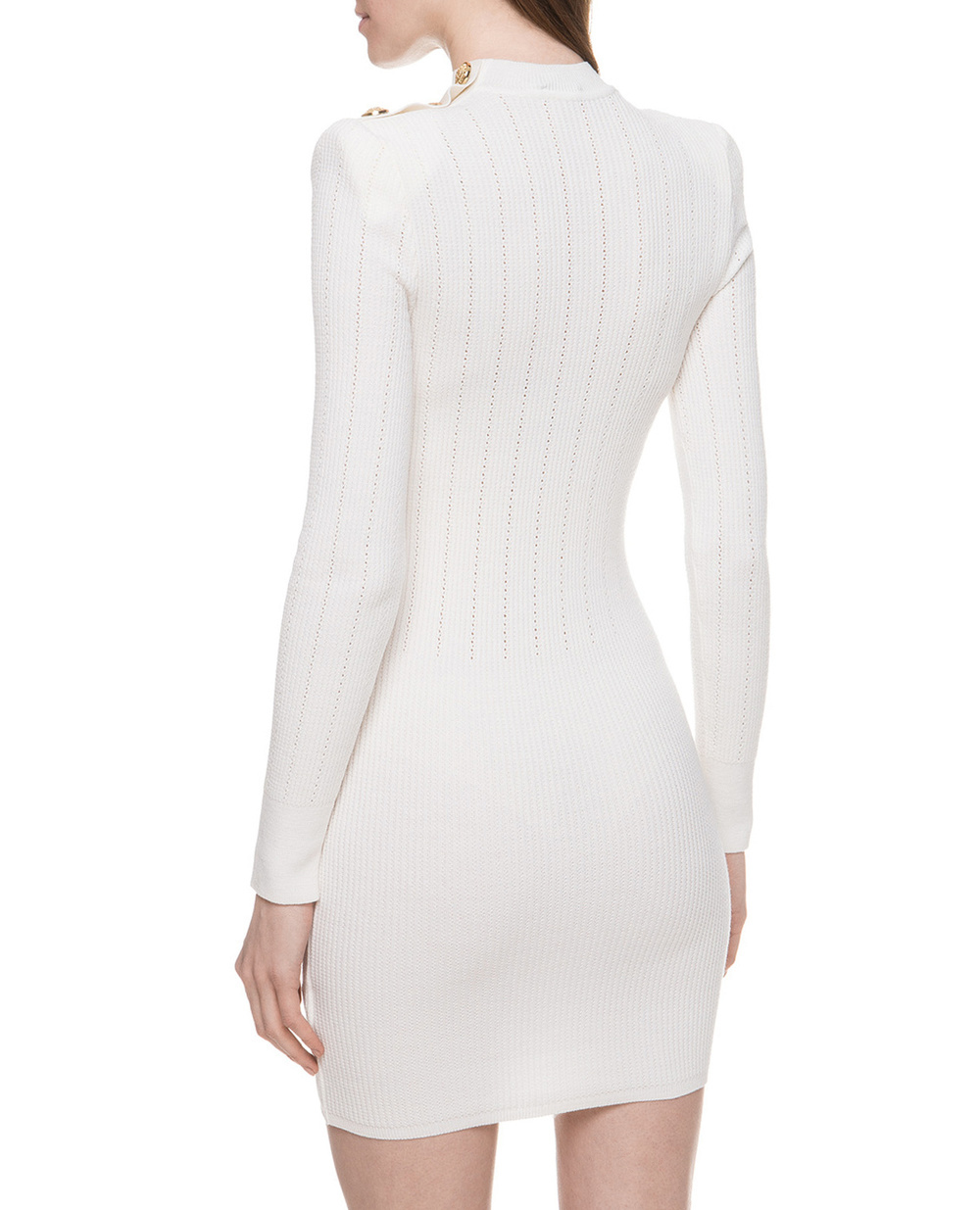 Шерстяное платье Balmain 143745-K014, белый цвет • Купить в интернет-магазине Kameron