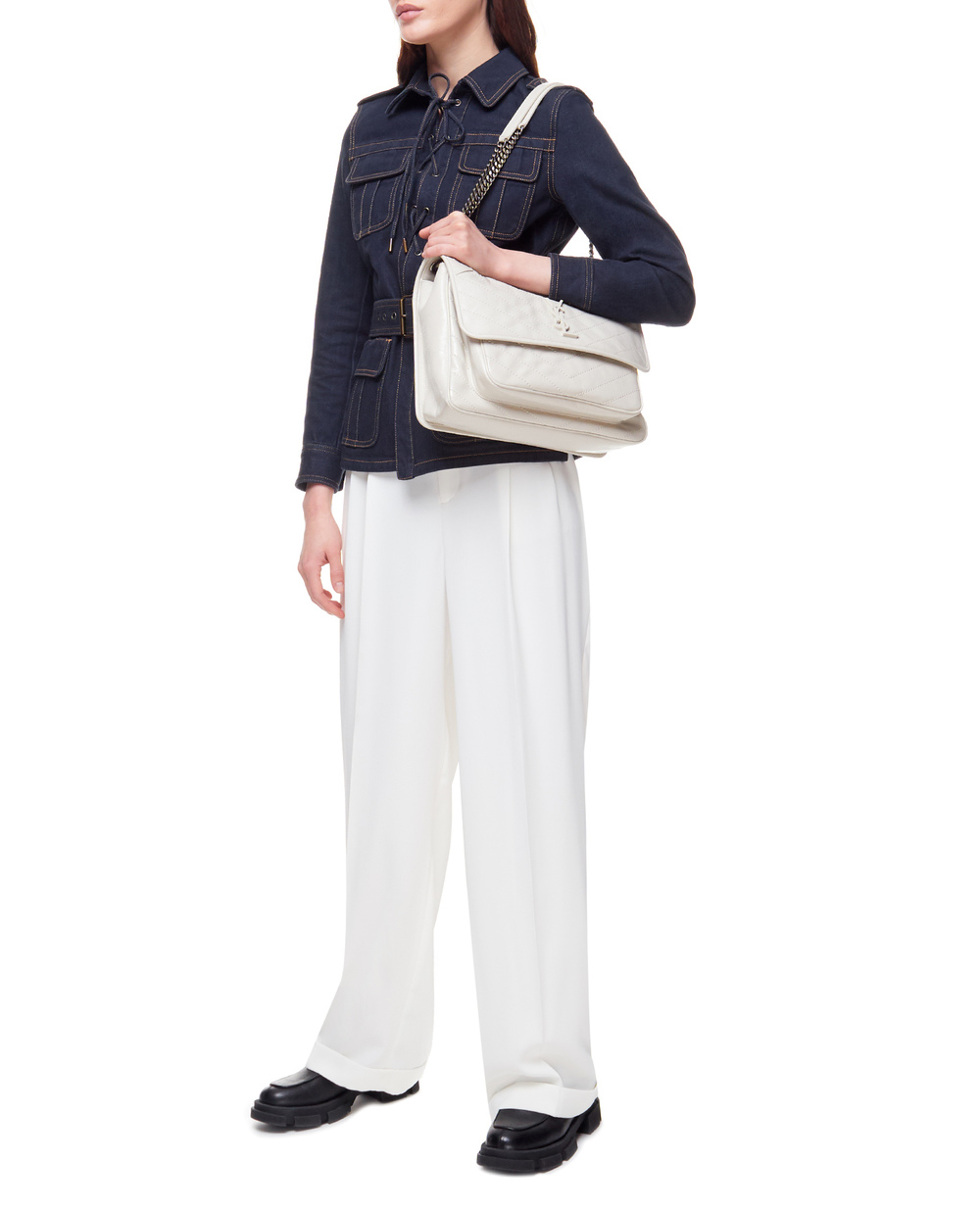 Шкіряна сумка Niki large Saint Laurent 633157-0EN04, білий колір • Купити в інтернет-магазині Kameron