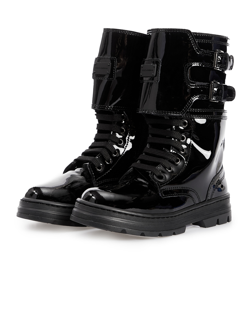 Дитячі шкіряні черевики Dolce&Gabbana Kids D11014-AO554-M, чорний колір • Купити в інтернет-магазині Kameron