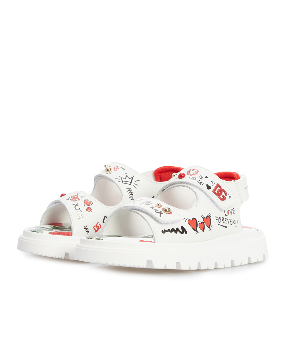 Детские кожаные сандалии Dolce&Gabbana Kids D11127-AS128-M, белый цвет • Купить в интернет-магазине Kameron
