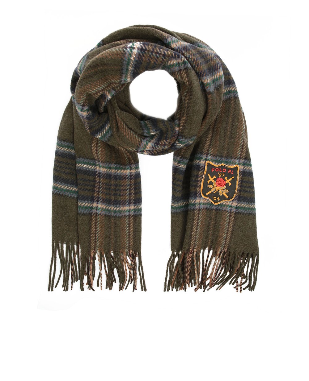 Шерстяной шарф Polo Ralph Lauren 455782778001, оливковый цвет • Купить в интернет-магазине Kameron