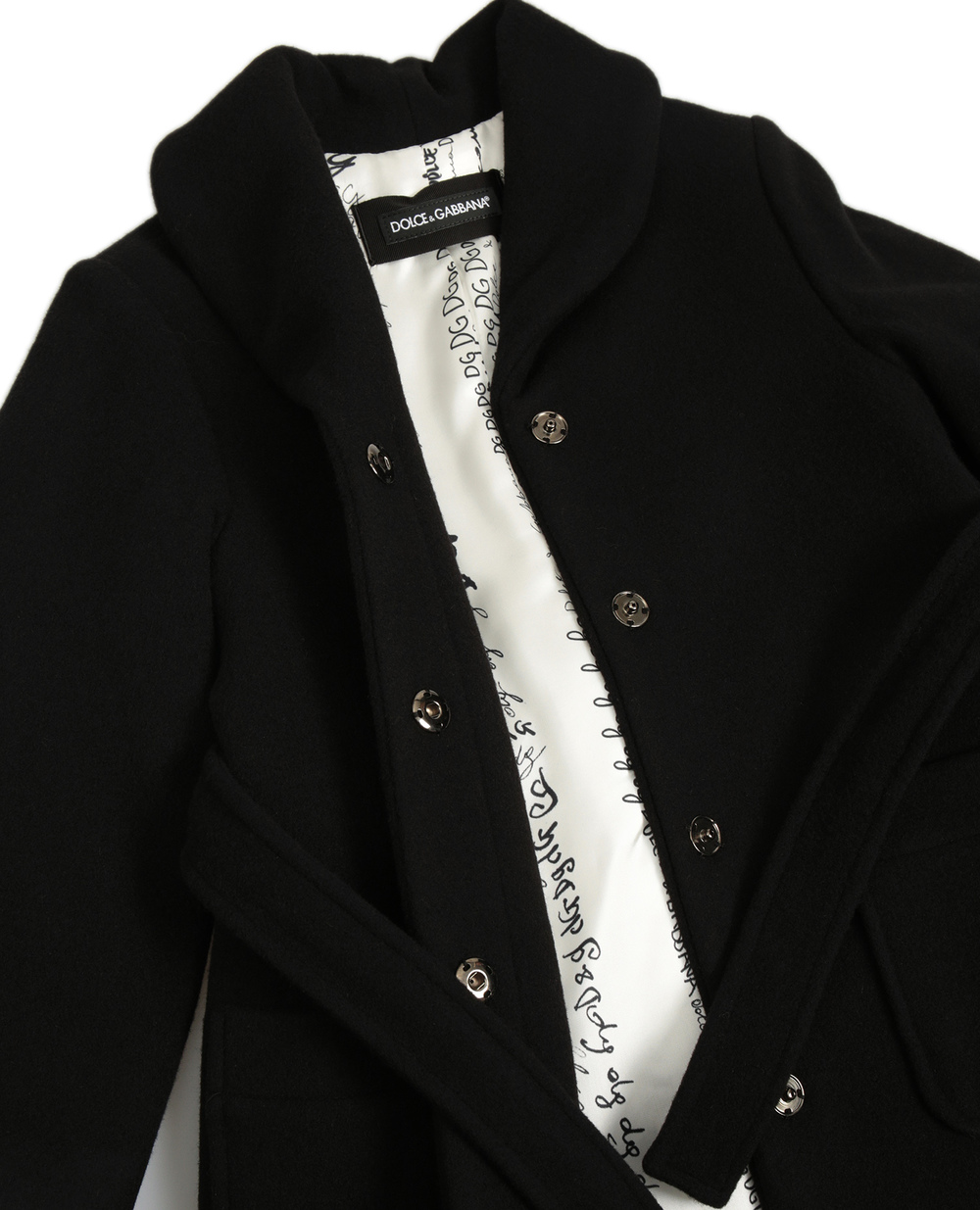 Детское шерстяное пальто Dolce&Gabbana Kids L54C01-HUMAK-B, черный цвет • Купить в интернет-магазине Kameron