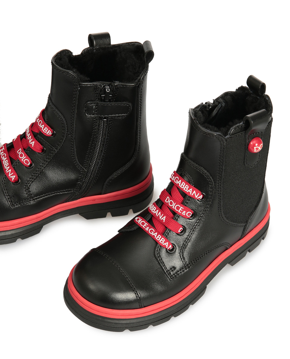 Детские кожаные ботинки Dolce&Gabbana Kids D10969-A1889-S, черный цвет • Купить в интернет-магазине Kameron