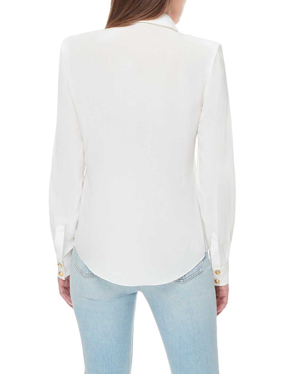 Шовкова блуза Balmain YF1HS050SB66, білий колір • Купити в інтернет-магазині Kameron