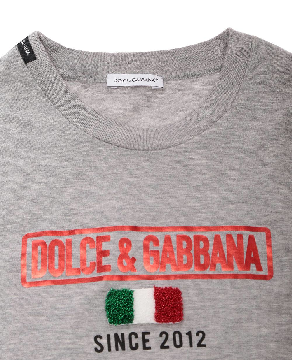 Детская футболка Dolce&Gabbana Kids L5JT9Z-G7TBQ-S, серый цвет • Купить в интернет-магазине Kameron