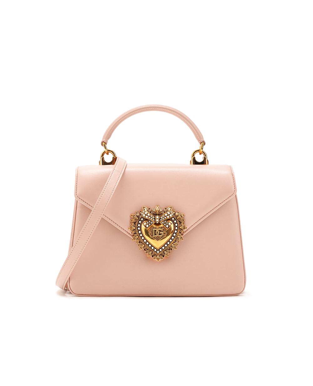Кожаная сумка Devotion Soft Dolce&Gabbana BB7476-AF984, пудровый цвет • Купить в интернет-магазине Kameron