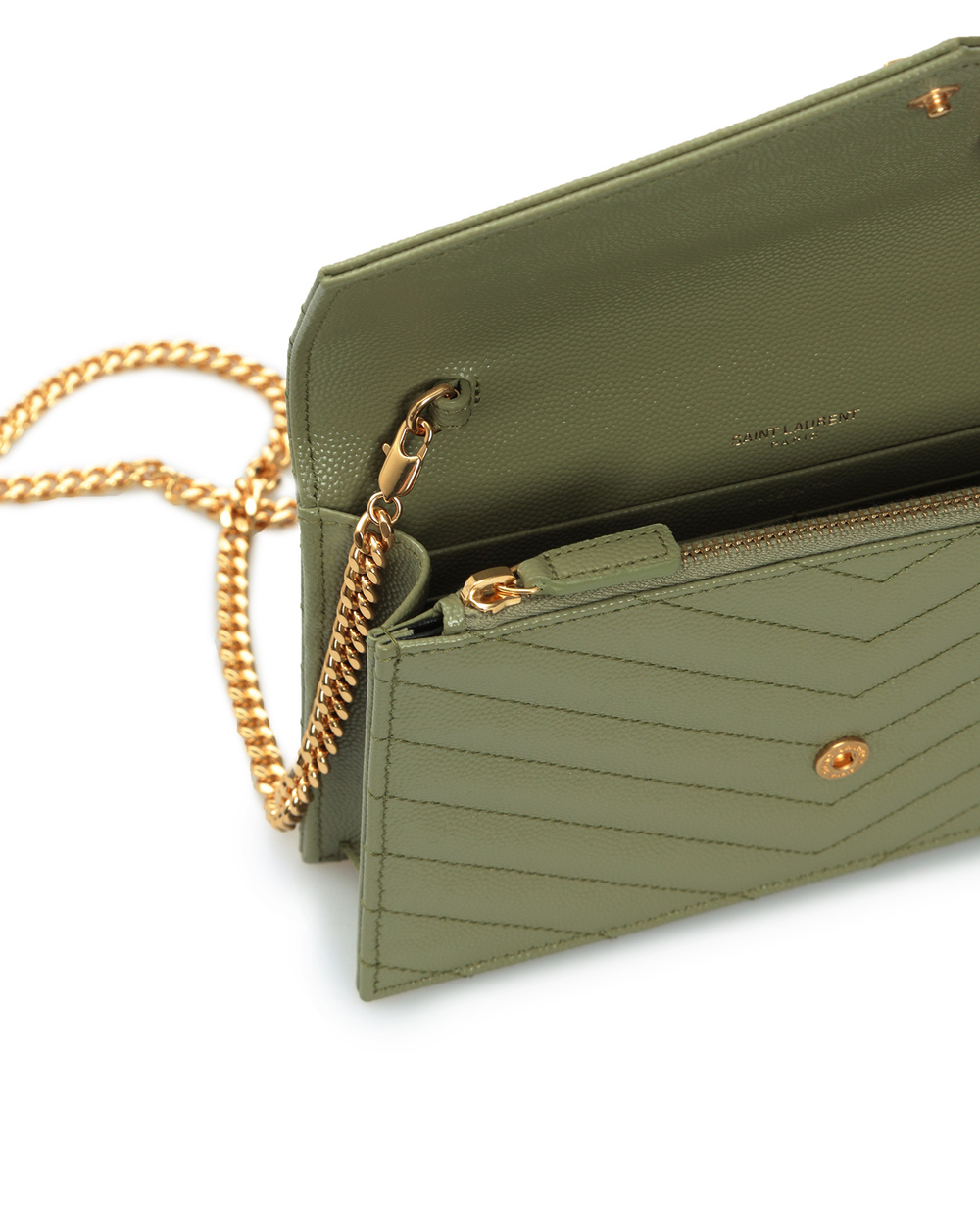 Кожаная сумка Envelope Saint Laurent 393953-BOW01, зеленый цвет • Купить в интернет-магазине Kameron