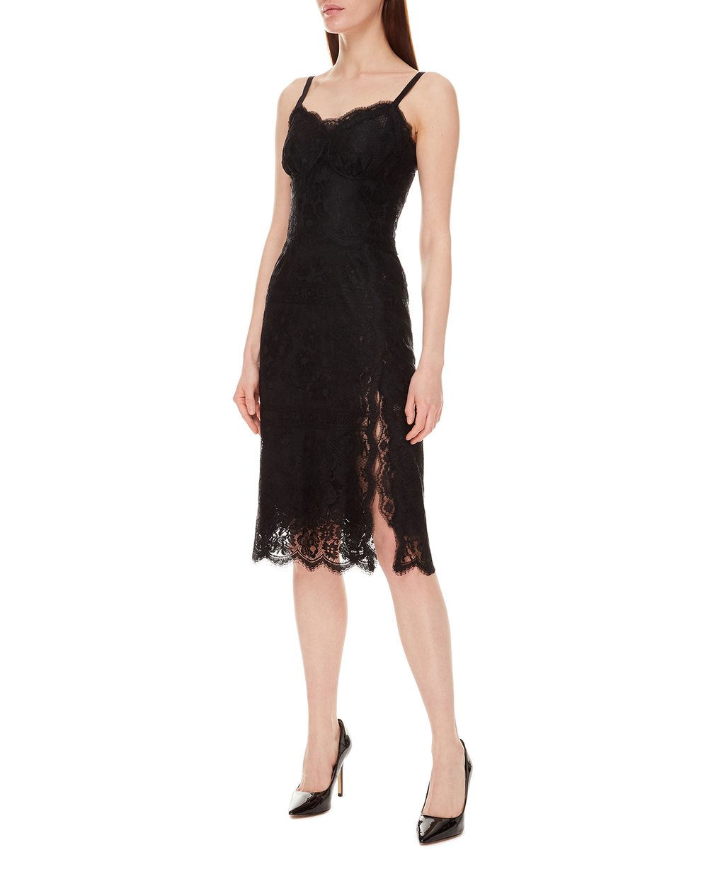 Мереживне плаття Dolce&Gabbana F6R1ZT-HLMPB, чорний колір • Купити в інтернет-магазині Kameron