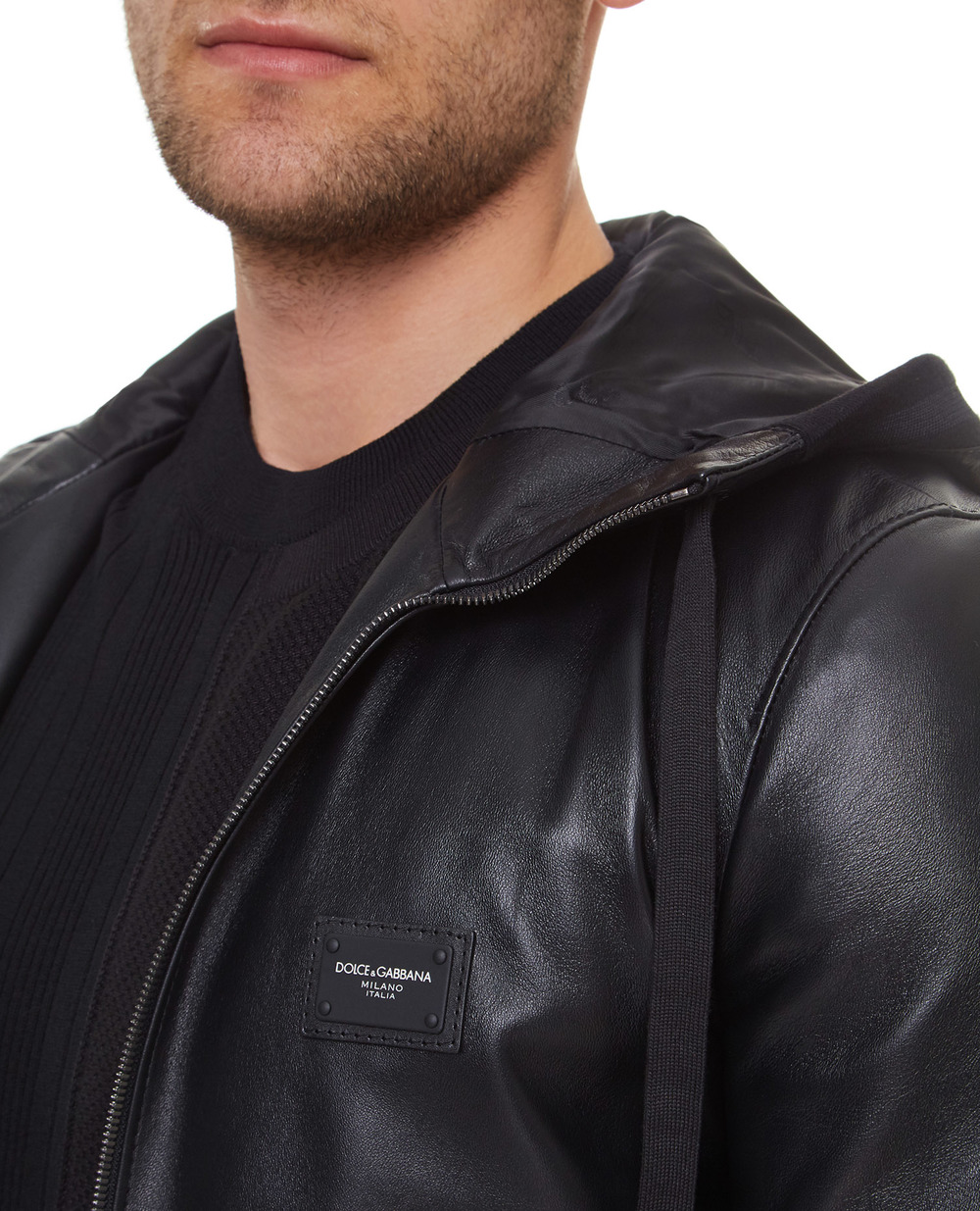 Шкіряна куртка Dolce&Gabbana G9PB8L-FUL89, чорний колір • Купити в інтернет-магазині Kameron