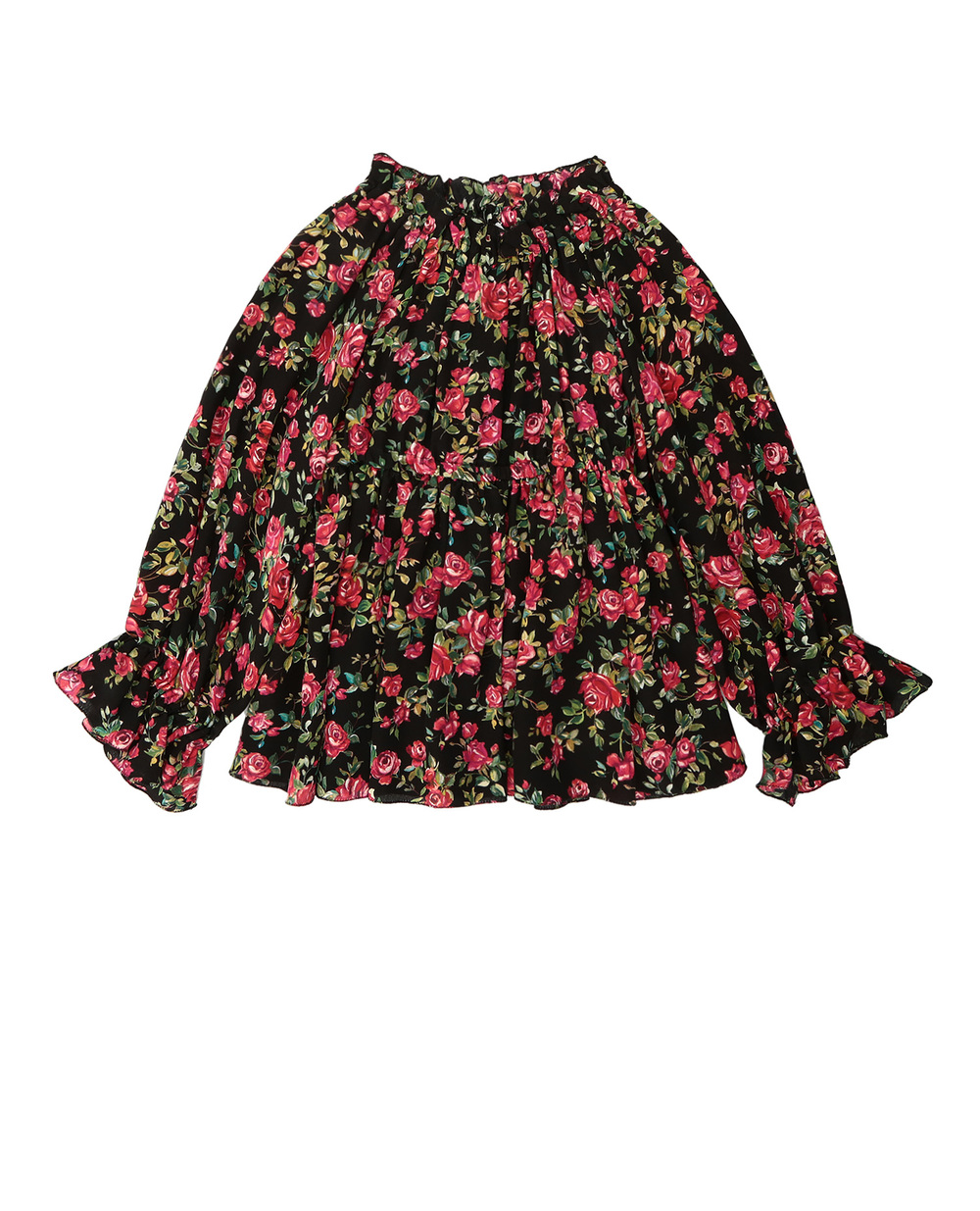 Шелковая блуза Dolce&Gabbana Kids L53S20-HS1OH-S, черный цвет • Купить в интернет-магазине Kameron