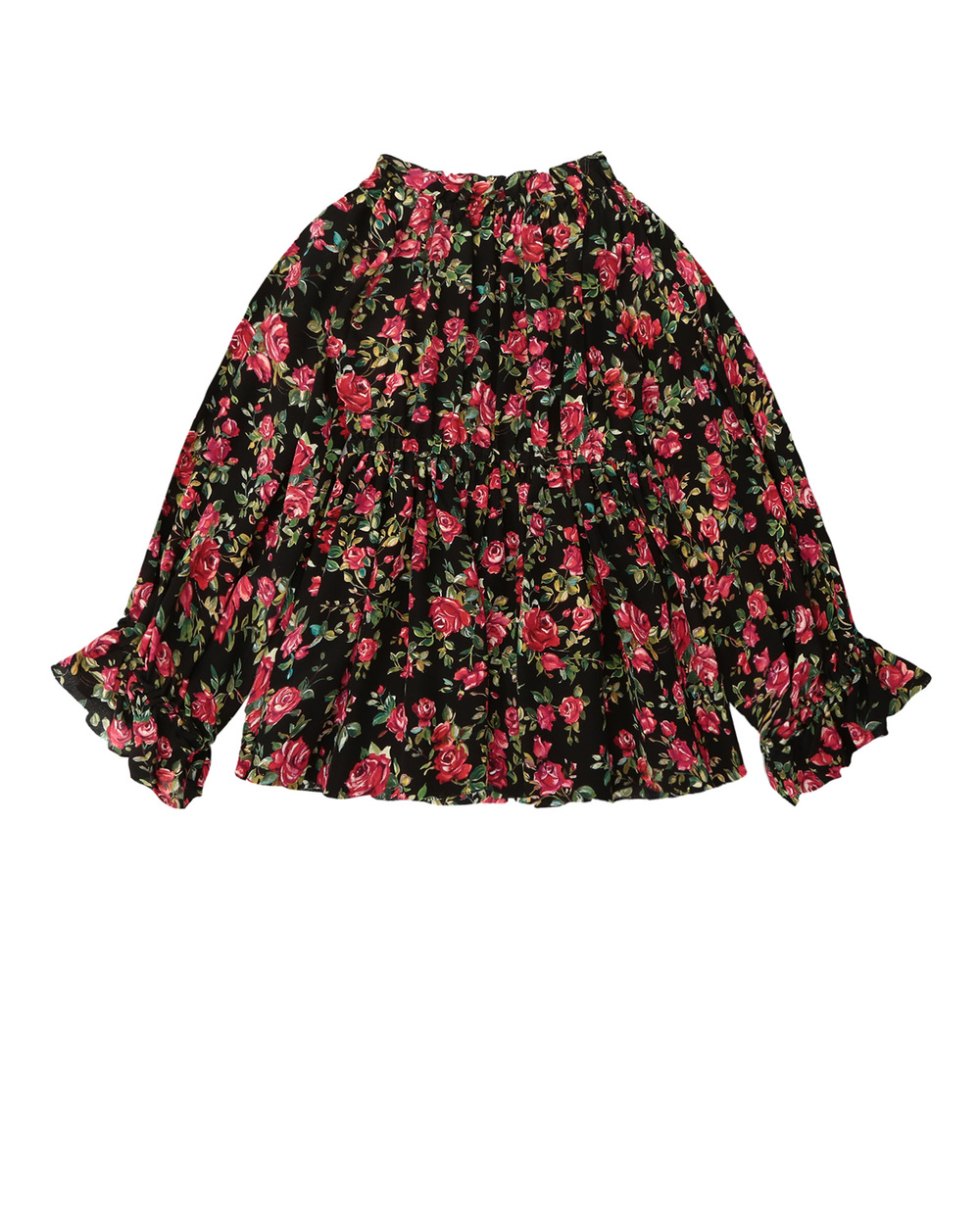 Шелковая блуза Dolce&Gabbana Kids L53S20-HS1OH-S, черный цвет • Купить в интернет-магазине Kameron
