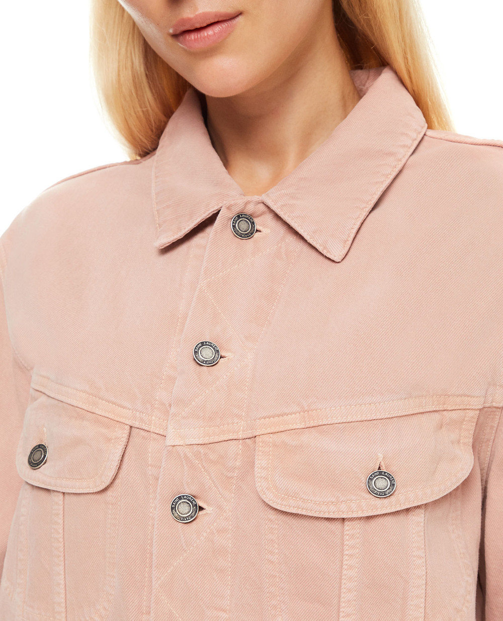 Джинсовая куртка Saint Laurent 640337-Y23NM, розовый цвет • Купить в интернет-магазине Kameron