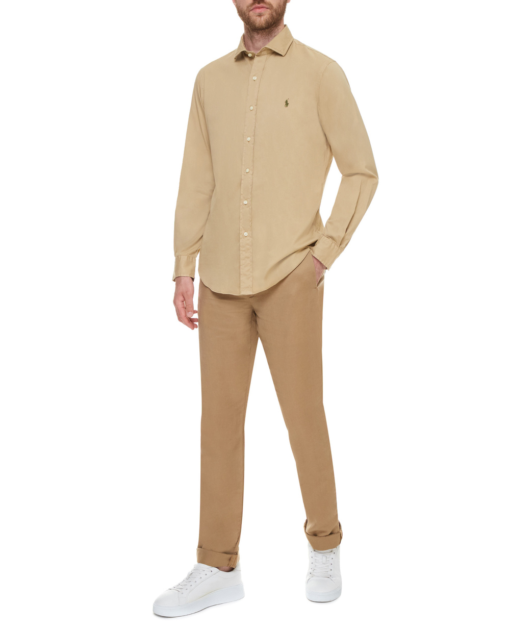 Рубашка Polo Ralph Lauren 710829423007, бежевый цвет • Купить в интернет-магазине Kameron