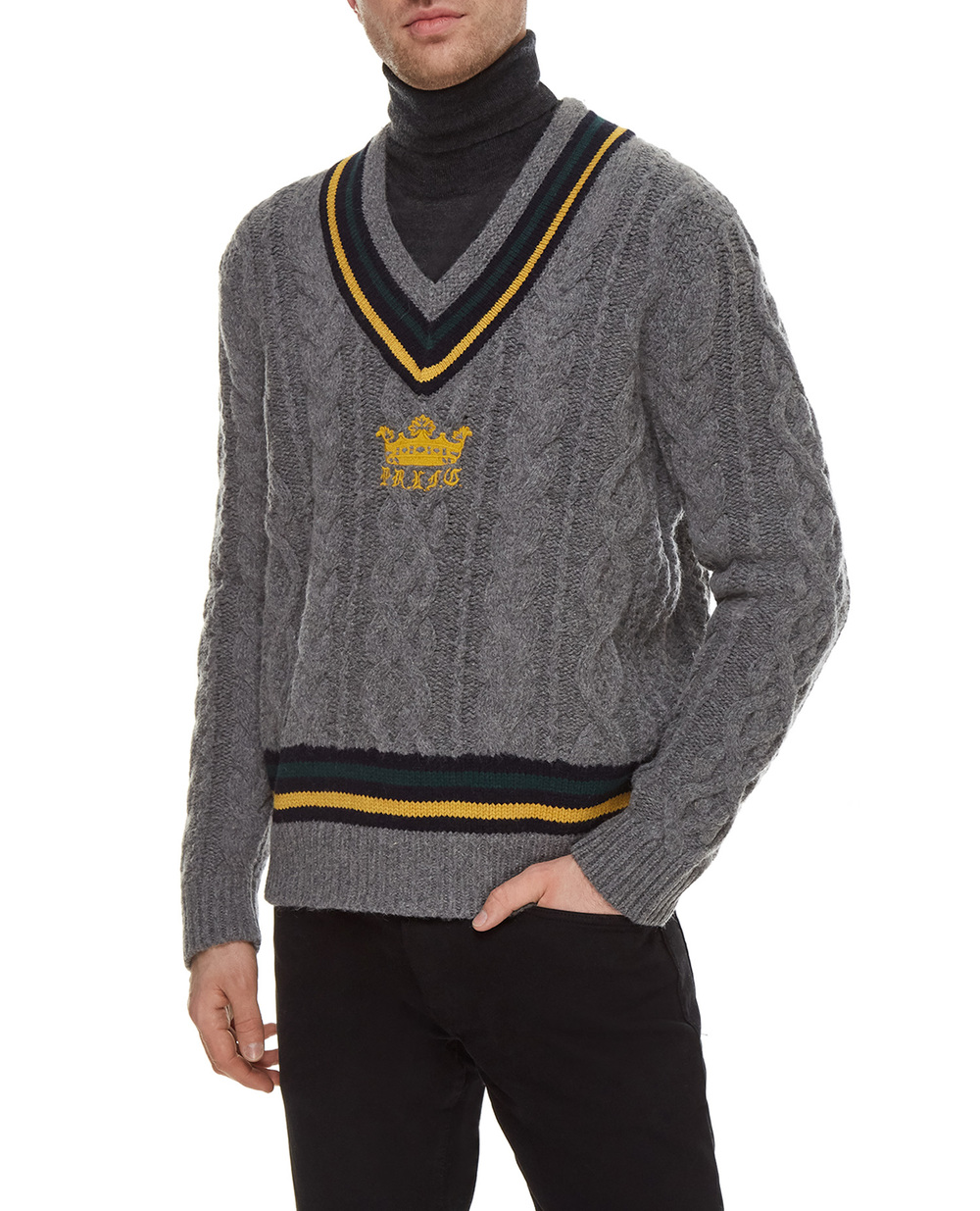 Шерстяной пуловер Polo Ralph Lauren 710814733001, серый цвет • Купить в интернет-магазине Kameron