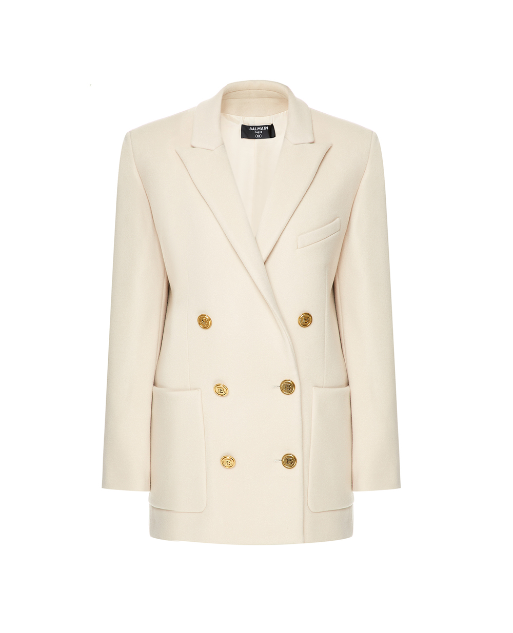 Вовняне пальто Balmain UF07318W006, бежевий колір • Купити в інтернет-магазині Kameron
